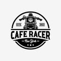 Cafe Racer Circle Emblem Badge Logo Vector Isolated in White Background. Best for Motorbike Garage and Mechanic Logo Royalty Free Stock Photo