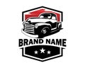 premium chevy truck vector logo front view isolated white background.