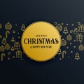 Premium christmas greeting design golden background