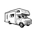 Classic Campervan Motorhome RV Caravan Silhouette Vector Art Isolated