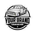 Classic hot rod pickup truck emblem logo vector. Best for mechanic and restoration industry Royalty Free Stock Photo