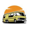 Classic Motorhome Campervan Vector Illustration Isolated