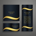 premium clean banners or cards design with golden wave