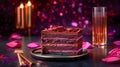 Premium Cocoa Delight, Decadent and Moist Chocolate Cake with Rich Creamy Frosting, Generative AI