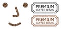 Premium Coffee Beans Scratched Badges with Notches and Face Collage of Coffee Beans