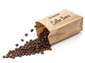 Premium coffee beans spilling, isolated on white background isolated on white background Royalty Free Stock Photo
