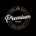 Premium coffee hand written lettering logo, label, badge, emblem. Royalty Free Stock Photo