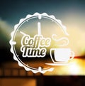 Premium coffee label over defocus background Royalty Free Stock Photo