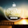 Premium coffee label over defocus background Royalty Free Stock Photo