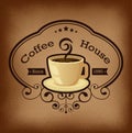 Premium coffee label over vintage background Royalty Free Stock Photo