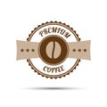 Premium coffee sticker isolated on white background