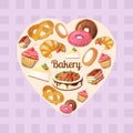 Premium collection of colorful tasty cakes and bakery in heart shape Royalty Free Stock Photo