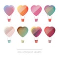 Premium colorful set of geometric balloons hearts