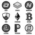 Premium Cripto Currency Logos Set Royalty Free Stock Photo