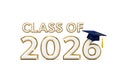 Class of 2026 Graduation Design - Gold and White 3D Numbers with Mortarboard Royalty Free Stock Photo