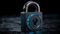 Cybersecurity Digital Padlock 3D: Premium Cyber Security Lock and Data Protection Encryption System. Royalty Free Stock Photo