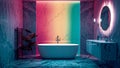 Premium dark marble bathroom with modern lighting Royalty Free Stock Photo