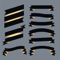 Premium dark ribbons set design