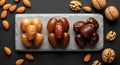 Premium Dates and Nuts Platter for Iftar and Healthy Snacking Royalty Free Stock Photo