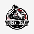 Dump Truck Company Ready Made Circle Emblem Logo Vector Isolated. Tipper Truck Logo Design Royalty Free Stock Photo