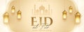 premium eid al fitr event banner with realistic hanging lamp