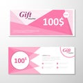 Premium elegance pink gift voucher template layout design set, certificate discount coupon pattern