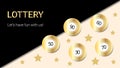 Premium elegant bingo banner with gold balls on the black and gold background