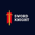 Premium elegant sword logo design vector. heraldic knight sword symbol icon