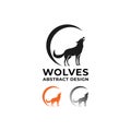 Premium elegant vector wolf howling on moon night logo design vector symbol icon illustration