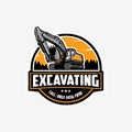 Excavating Company Circle Emblem Logo Vector. Best for Excavator Related Industry Logo and Sticker