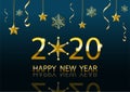 Premium festival celebration, happy new year, 2020 background, gold star decoration, Isolated vector design