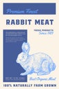 Premium Finest Rabbit. Abstract Vector Meat Packaging Product Label Design. Retro Typography and Hand Drawn Hare Sketch
