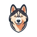 Premium flat mascot logo of a loyal Siberian dog Royalty Free Stock Photo