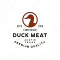 Premium fresh duck meat label. retro styled meat shop emblem. vector illustration