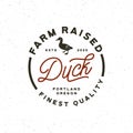 Premium fresh duck meat label. retro styled meat shop emblem. vector illustration