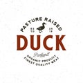 Premium fresh duck meat label. retro styled meat shop emblem. vector illustration