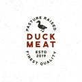 Premium fresh duck meat label. retro styled meat shop emblem. vector illustration