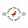 Premium fresh duck meat label. retro styled meat shop emblem. vector illustration