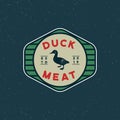 Premium fresh duck meat label. retro styled meat shop emblem. vector illustration