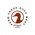 Premium fresh duck meat label. retro styled meat shop emblem. vector illustration