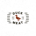 Premium fresh duck meat label. retro styled meat shop emblem. vector illustration