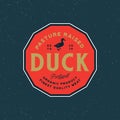 Premium fresh duck meat label. retro styled meat shop emblem. vector illustration