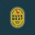 Premium fresh duck meat label. retro styled meat shop emblem. vector illustration