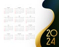 premium 2024 full page calendar template with golden touch