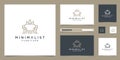 Premium furniture logo design. Luxurious interior design line sofa chairs and crown