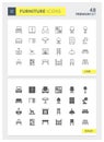 Premium Furniture Solid and Line Vector icon set