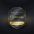 Premium genuine quality golden label design