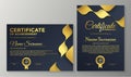 Premium golden black certificate template design Royalty Free Stock Photo