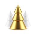 Premium golden Christmas tree white glossy spruce festive December forest New Year 3d icon vector