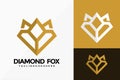 Premium Golden Diamond Fox Logo Vector Design. Abstract emblem, designs concept, logos, logotype element for template Royalty Free Stock Photo